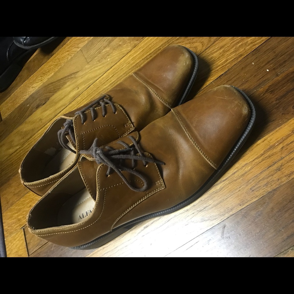 Brown faux leather dress shoes